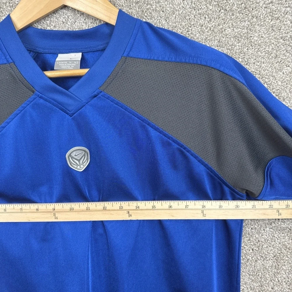 Nike Basketball Jersey Boys XL 18-20 Blue Grey Mesh V-Neck Athletic Shirt